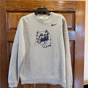 Penn State Nike Gray Crewneck Sweater with Penn State Lion Graphic